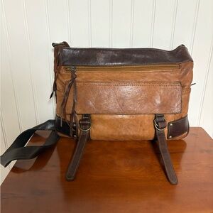 Brown and Tan Leather Crossbody Bag